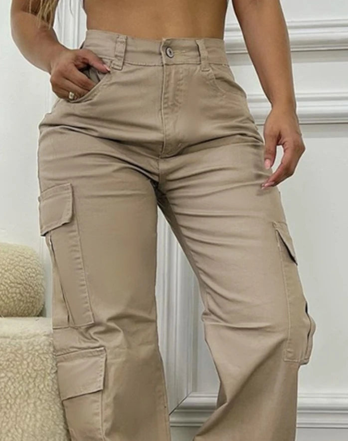 Pantalon Cargo Taille Haute