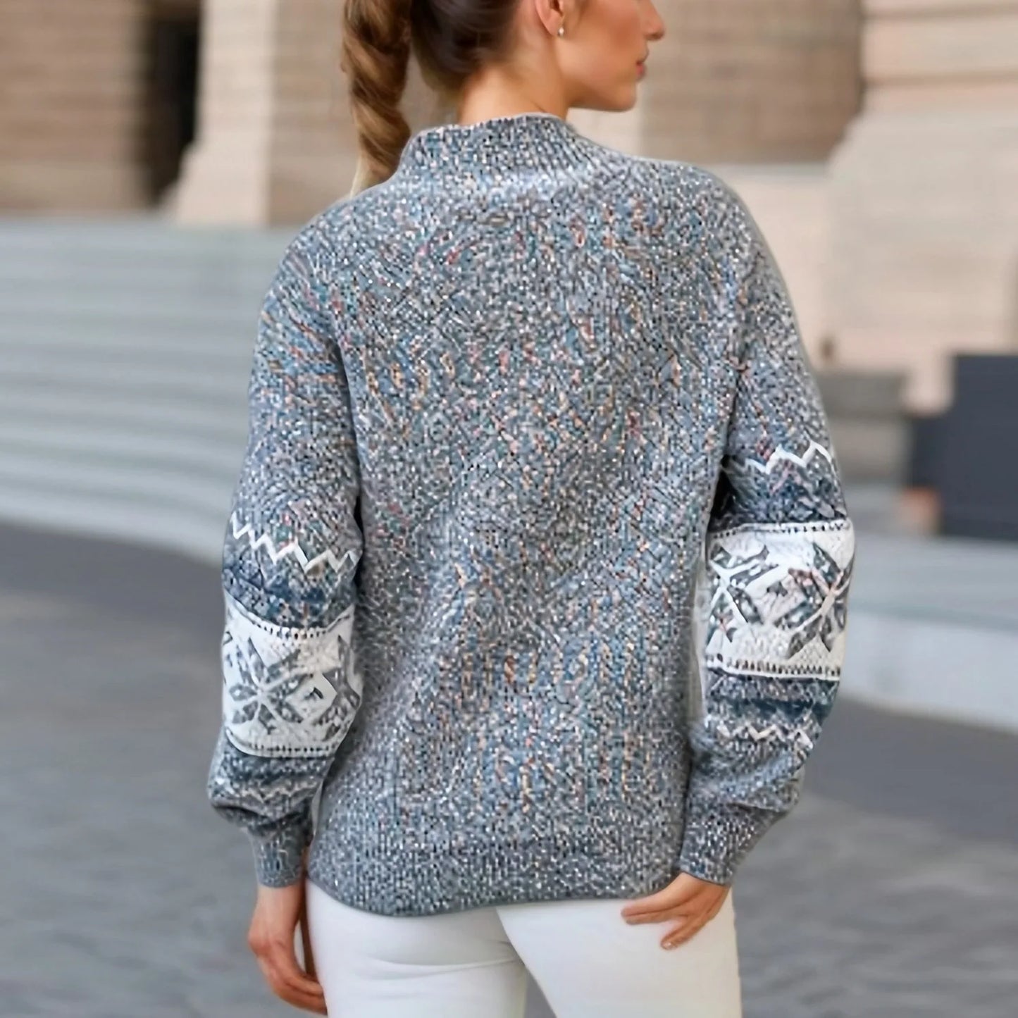 Pull vintage à motif flocon de neige