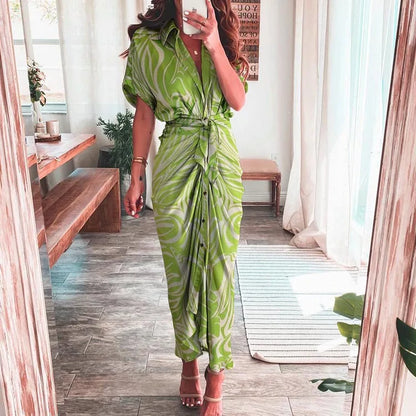 Robe Longue Imprimée et Ajustée