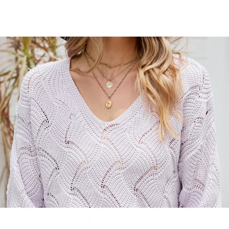 Style sans effort : Pull col V uni pour femme